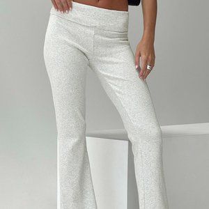 Princess Polly Heather Grey Ribbed Pants Flared Leggings